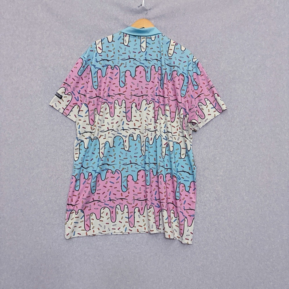 Shank It Golf Polo Shirt Mens 2XL Crazy Melt Colorful All Over Print Loud Flashy - Picture 2 of 8